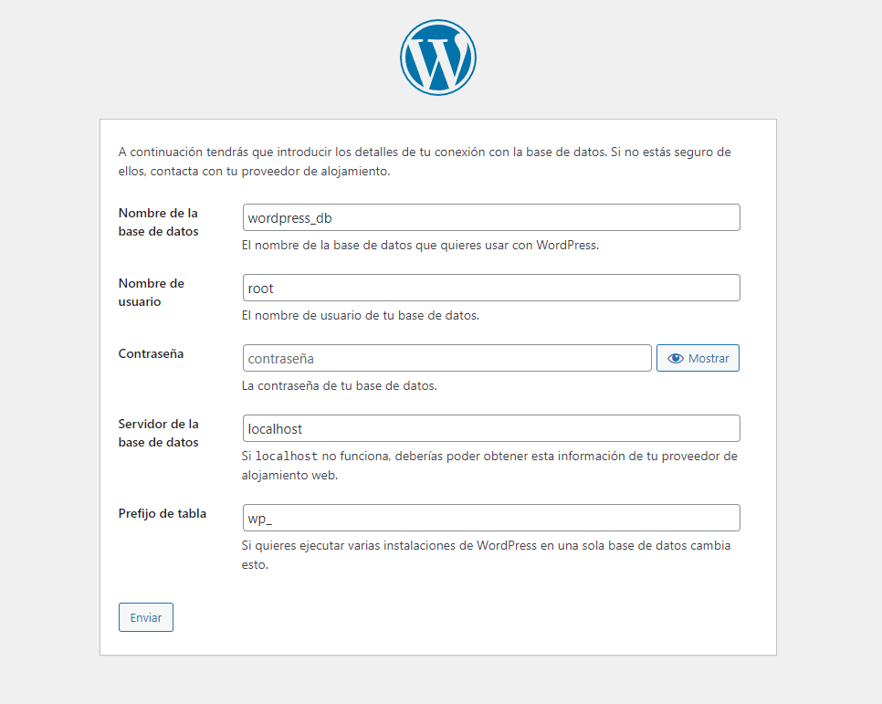 Configuración del panel de administración de WordPress