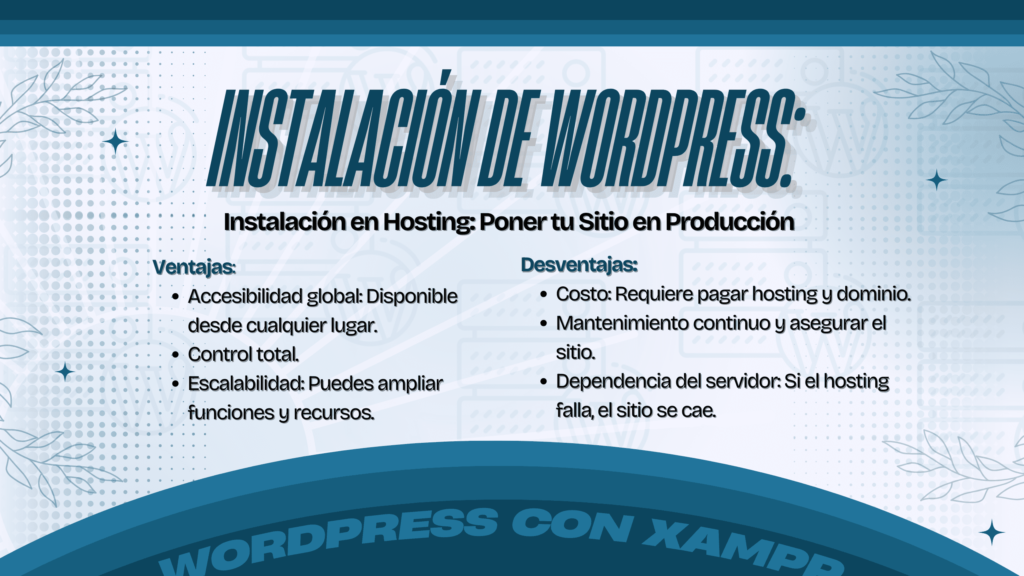 Proceso de instalación de WordPress en un hosting con sus ventajas y desventajas