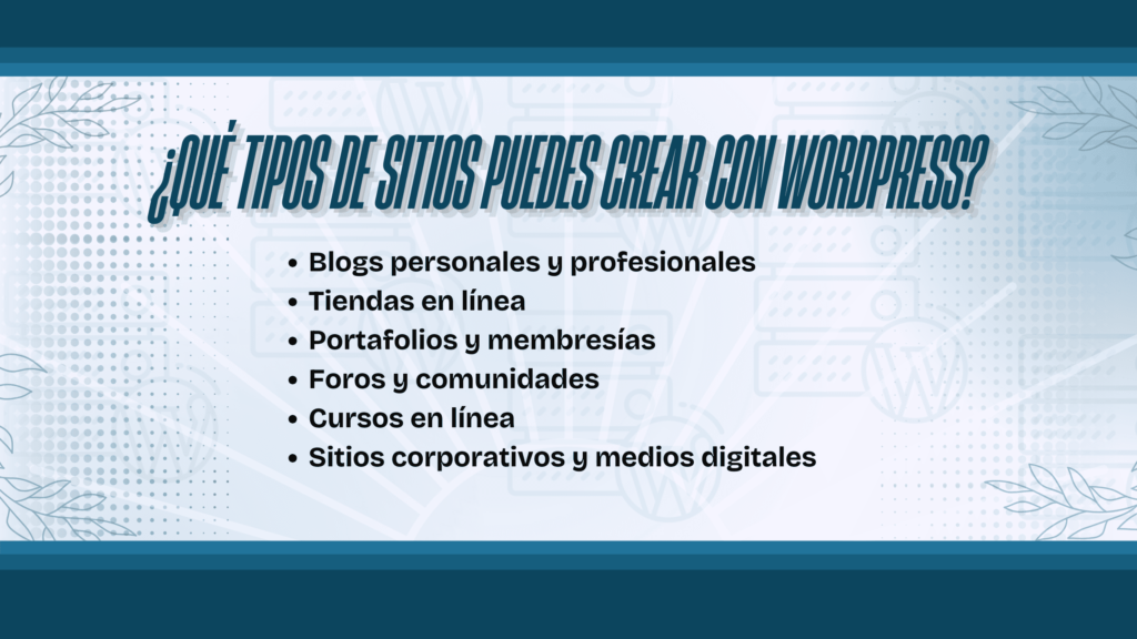 Imagen ilustrativa sobre los tipos de sitios web que puedes crear con WordPress