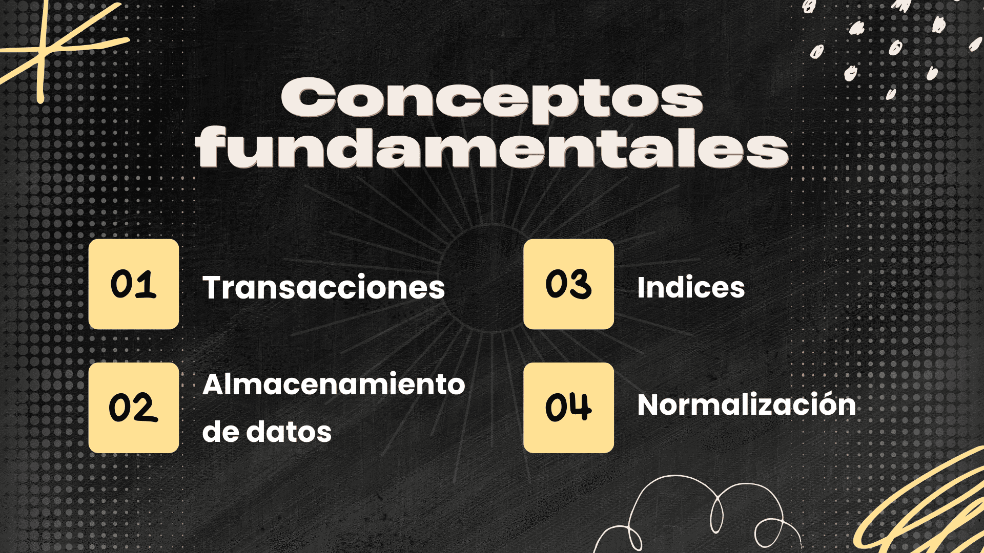 Conceptos fundamentales de bases de datos: Transacciones, normalización, índices y más